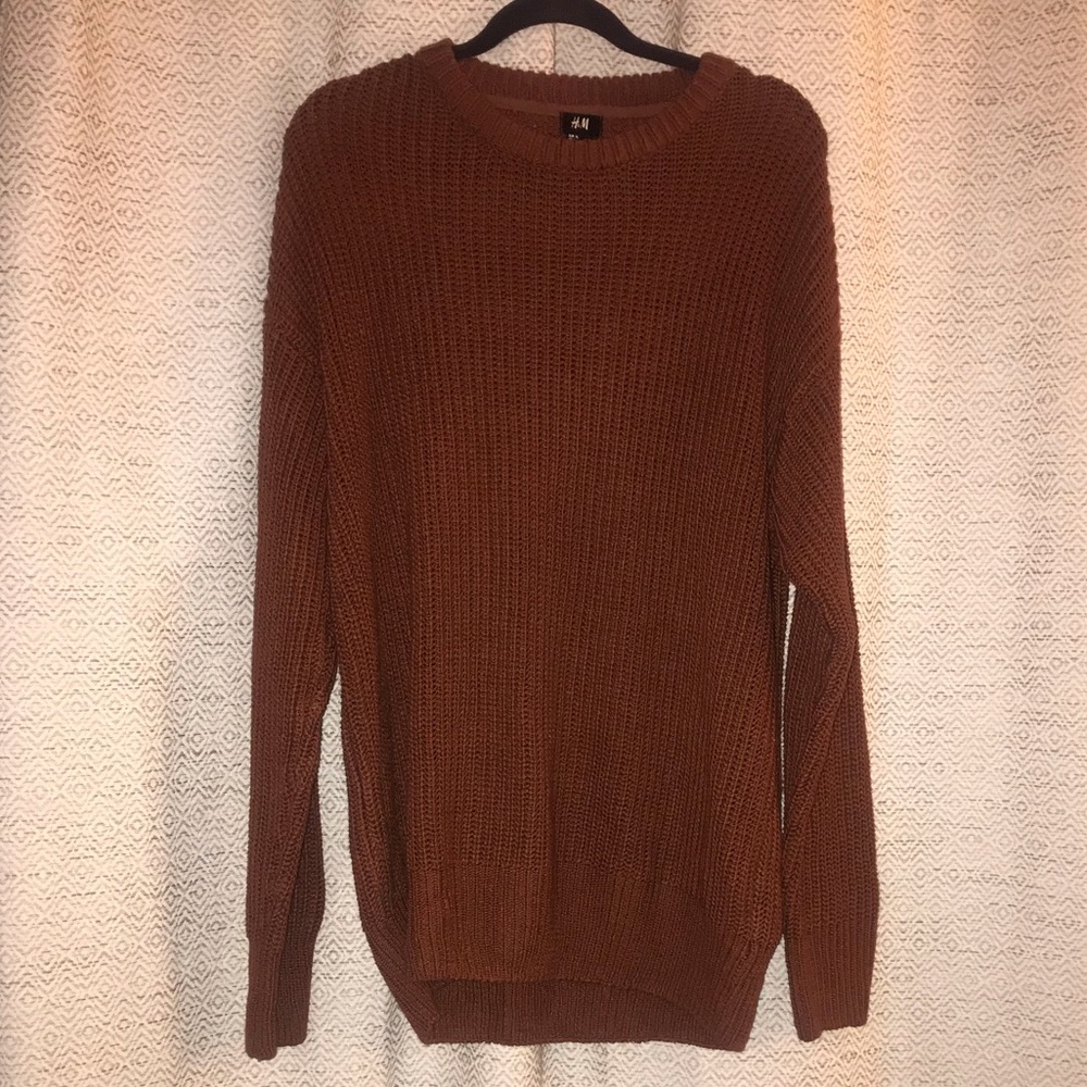 H&M Men’s XL Rust Brown Cable Knit Sweater